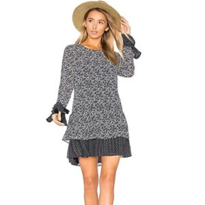 Tularosa X Revolve Women's Small Berkley Shift Dress in Navy Blue Floral Ruffle